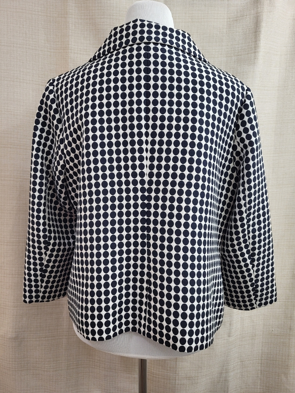 Scott Taylor Women's Blazer Jacket Black White Polka Dot 3/4 Button Front Size L - Picture 3 of 11